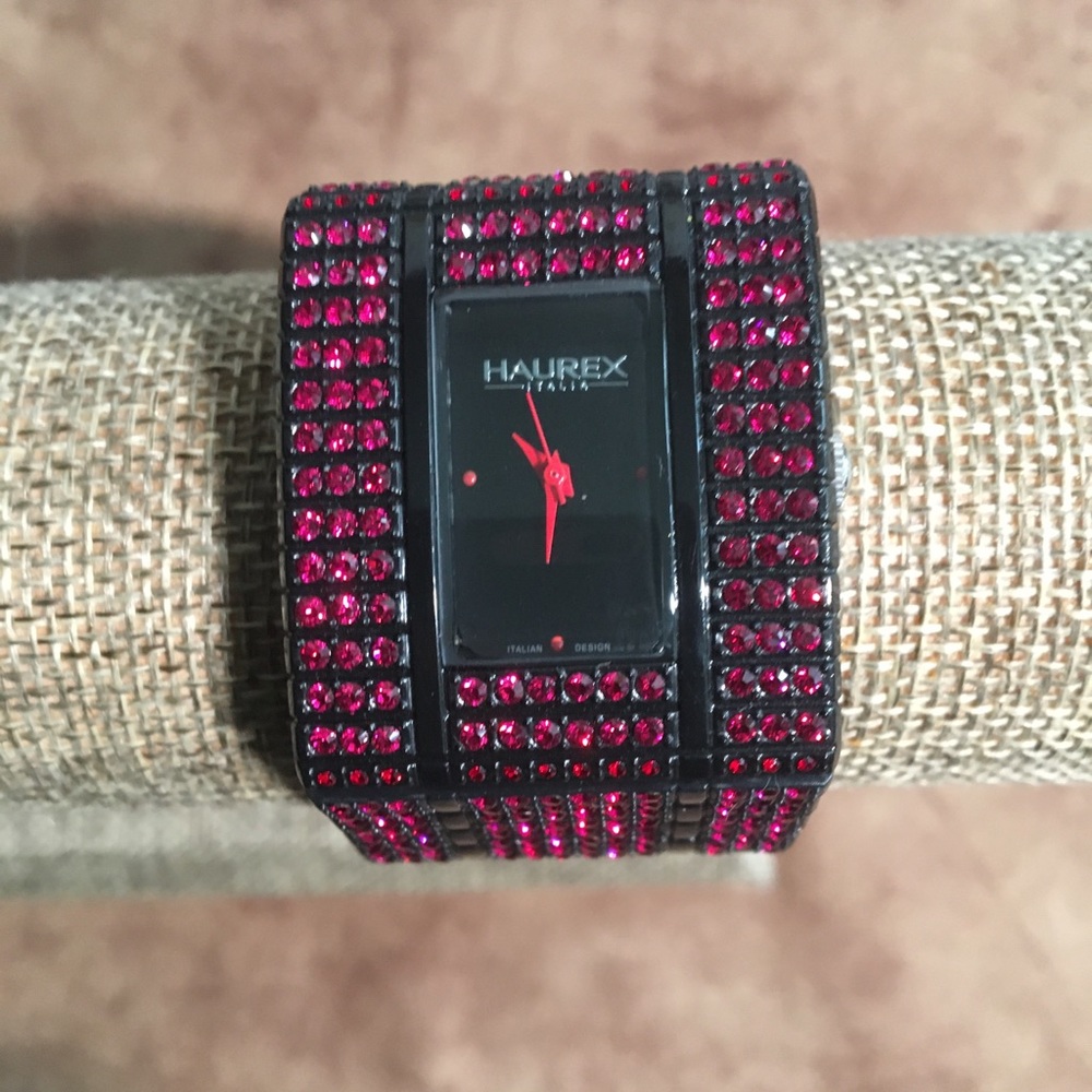 HAUREX 🇮🇹 “HONEY” SWAROVSKI CRYSTALS BRACELET WATCH